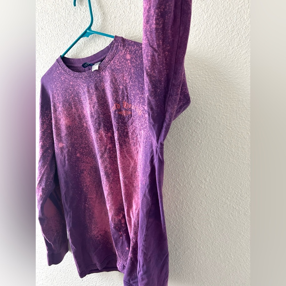 H&M Purple Bleach Dye Long Sleeve Shirt Size L Grunge Alt Streetwear Upcycled - Picture 3 of 8